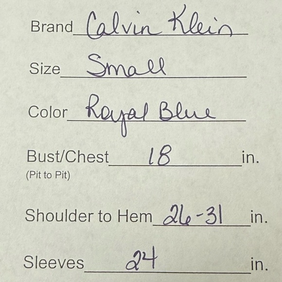 Calvin Klein Royal Blue Long Sleeve Stretch Knit Top Women’s Small Classic Tee - Picture 9 of 9